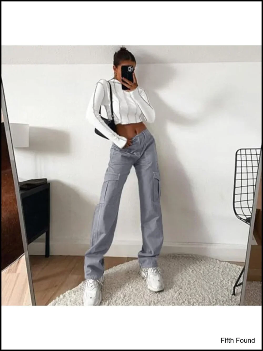 High Waisted Baggy Cargo Pants with 6 Pockets Y2K Streetwear